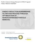 Cover page: Energy Reduction In Membrane Filtration Process Through Optimization Of Nanosuspeneded Particle Removal