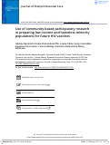 Cover page: Use of community-based participatory research in preparing low income and homeless minority populations for future HIV vaccines