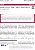 Cover page: Applications of 3D printing in breast cancer management.