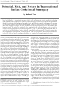 Cover page of Potential, Risk, and Return in Transnational Indian Gestational Surrogacy