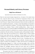 Cover page: "Personal Identity and Literary Personae: a Study in    Historical  Psychology," <em>PMLA</em>, XC.2 (March, 1975), 209-21