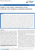 Cover page: Fragile X and autism: Intertwined at the molecular level leading to targeted treatments