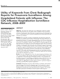 Cover page: Utility of Keywords from Chest Radiograph Reports for Pneumonia Surveillance among Hospitalized Patients with Influenza: The CDC Influenza Hospitalization Surveillance Network, 2008–2009