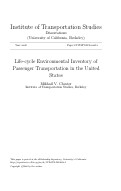 Cover page of Life-cycle Environmental Inventory of Passenger Transportation in the United States