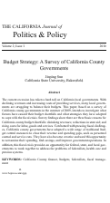Cover page: Budget Strategy: A Survey of California County Governments