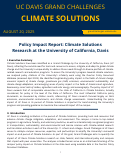 Cover page of Policy Impact Report: Climate Solutions Research at the University of California, Davis