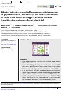 Cover page: Effect of patient-centered self-management intervention on glycemic control, self-efficacy, and self-care behaviors in South Asian adults with type 2 diabetes mellitus: A multicenter randomized controlled trial.