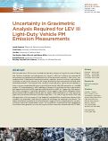 Cover page: Uncertainty in Gravimetric Analysis Required for LEV III Light-Duty
                    Vehicle PM Emission Measurements