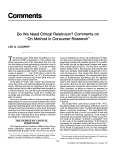 Cover page: Do We Need Critical Relativism? Comments on "On Method in Consumer Research"