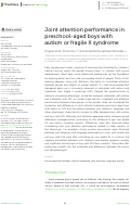 Cover page: Joint attention performance in preschool-aged boys with autism or fragile X syndrome