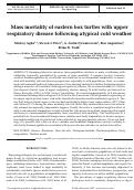 Cover page: Mass mortality of eastern box turtles with upper respiratory disease following atypical cold weather.