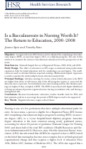 Cover page: Is a Baccalaureate in Nursing Worth It? The Return to Education, 2000–2008