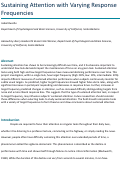 Cover page of Sustaining Attention with Varying Response Frequencies