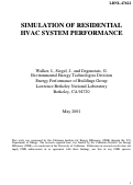 Cover page: Simulation of residential HVAC system performance