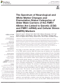 Cover page: The Spectrum of Neurological and White Matter Changes and Premutation Status Categories of Older Male Carriers of the FMR1 Alleles Are Linked to Genetic (CGG and FMR1 mRNA) and Cellular Stress (AMPK) Markers