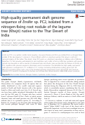 Cover page: High-quality permanent draft genome sequence of Ensifer sp. PC2, isolated from a nitrogen-fixing root nodule of the legume tree (Khejri) native to the Thar Desert of India