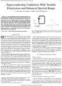 Cover page: Superconducting Undulators With Variable Polarization and Enhanced Spectral Range