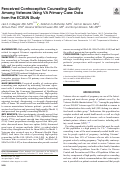 Cover page: Perceived Contraceptive Counseling Quality Among Veterans Using VA Primary Care: Data from the ECUUN Study.