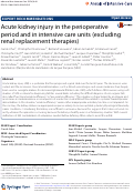 Cover page: Acute kidney injury in the perioperative period and in intensive care units (excluding renal replacement therapies)