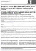 Cover page: Hospitalized Patients With COVID-19 Have Higher Plasma Aldosterone-Renin Ratio and Lower ACE Activity Than Controls