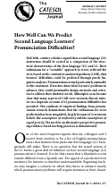 Cover page: How Well Can We Predict Second Language Learners’ Pronunciation Difficulties?