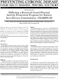 Cover page: Diffusing a research-based physical activity promotion program for seniors into diverse communities: CHAMPS III.