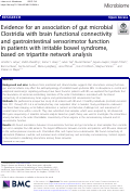 Cover page: Evidence for an association of gut microbial Clostridia with brain functional connectivity and gastrointestinal sensorimotor function in patients with irritable bowel syndrome, based on tripartite network analysis