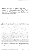 Cover page: “I Was Brought to Life to Save My People from Starvation and from Their Enemies”: Pahukatawa and the Pawnee Trauma of Genocide