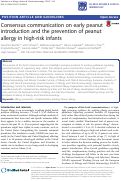 Cover page: Consensus communication on early peanut introduction and the prevention of peanut allergy in high-risk infants