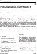 Cover page: The role of family functioning and self-esteem in the quality of life of adolescents referred for psychiatric services: a 3-year follow-up