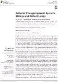 Cover page: Editorial: Phenylpropanoid Systems Biology and Biotechnology