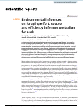 Cover page: Environmental influences on foraging effort, success and efficiency in female Australian fur seals.
