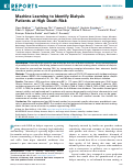 Cover page: Machine Learning to Identify Dialysis Patients at High Death Risk