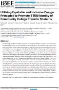 Cover page of Utilizing Equitable and Inclusive Design Principles to Promote STEM Identity of Community College Transfer Students