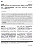 Cover page: Whole-genome sequencing of multiple related individuals with type 2 diabetes reveals an atypical likely pathogenic mutation in the PAX6 gene