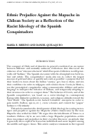 Cover page: Ethnic Prejudice Against the Mapuche in Chilean Society as a Reflection of the Racist Ideology of the Spanish Conquistadors