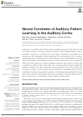 Cover page: Neural Correlates of Auditory Pattern Learning in the Auditory Cortex