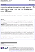 Cover page: Asymptomatic and submicroscopic malaria infections in sugar cane and rice development areas of Ethiopia