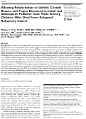 Cover page: Allowing Relationships to Unfold: Consult Reason and Topics Discussed in Initial and Subsequent Palliative Care Visits Among Children Who Died From Relapsed/Refractory Cancer
