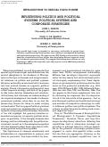 Cover page: Introduction to Special Topic Forum Influencing Politics and Political Systems: Political Systems and Corporate Strategies