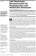 Cover page: Left Ventricular Reconstruction for Postinfarction Left Ventricular Aneurysm: Review of Surgical Techniques.