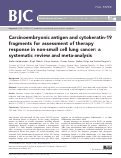Cover page: Carcinoembryonic antigen and cytokeratin-19 fragments for assessment of therapy response in non-small cell lung cancer: a systematic review and meta-analysis