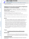 Cover page: Neighborhood Social Cohesion and Prevalence of Hypertension and Diabetes in a South Asian Population