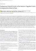 Cover page: Endogenous Opioid Activity in the Anterior Cingulate Cortex Is Required for Relief of Pain