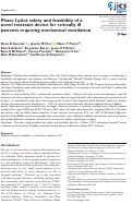 Cover page: Phase I pilot safety and feasibility of a novel restraint device for critically ill patients requiring mechanical ventilation.