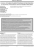 Cover page: Accuracy of Landmark-guided Glenohumeral Joint Injections as Assessed by Ultrasound in Anterior Shoulder Dislocations