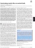 Cover page: Constraining crustal silica on ancient Earth