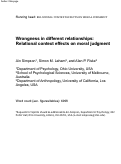 Cover page: Wrongness in different relationships: Relational context effects on moral judgment