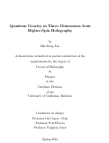 Cover page: Quantum Gravity in Three Dimensions from Higher-Spin Holography