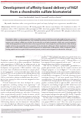 Cover page: Development of affinity-based delivery of NGF from a chondroitin sulfate biomaterial